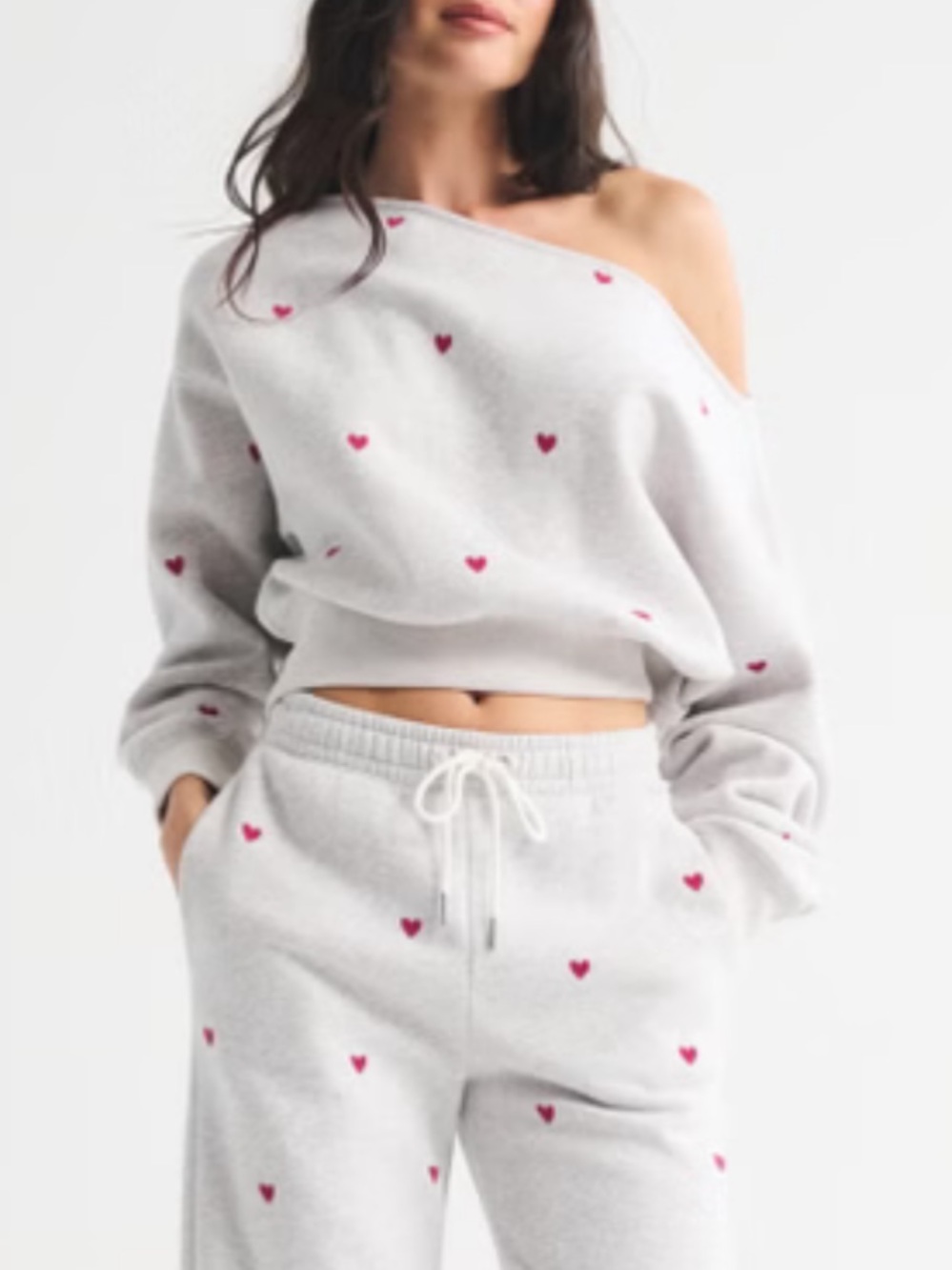 Abercrombie & Fitch Light Gray Sweatshirt with Red Heart